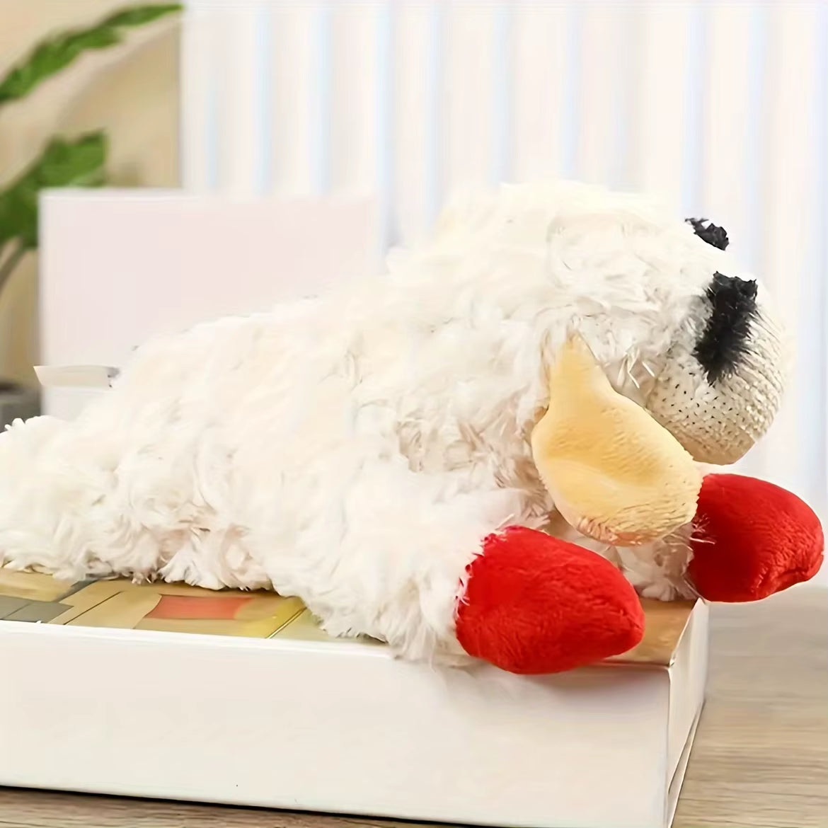 1Pc Lamb Chops, Adorable Lamb Shape Plush Toy-High Pitched Squeaker, Cat Dog Companion Plush Doll Pet Toy, Sounding Band Rattling Lamb Doll