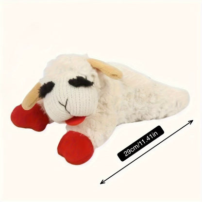 1Pc Lamb Chops, Adorable Lamb Shape Plush Toy-High Pitched Squeaker, Cat Dog Companion Plush Doll Pet Toy, Sounding Band Rattling Lamb Doll