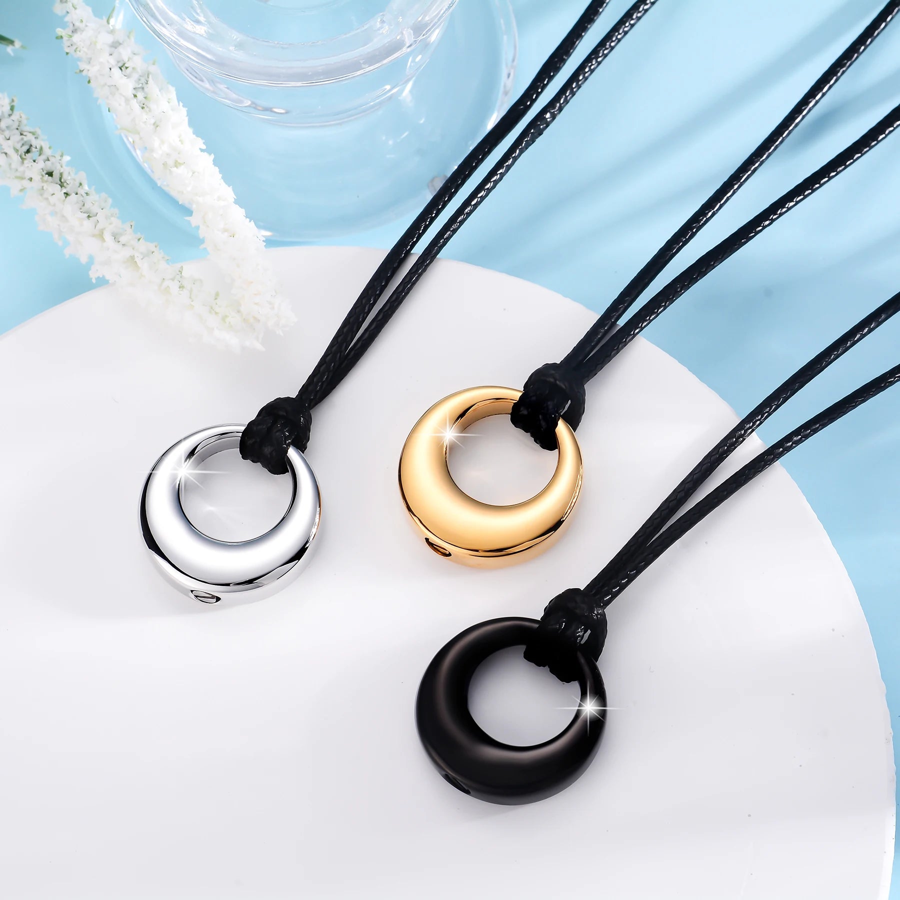 Eternity Circle of Life Stainless Steel Cremation Jewelry Urn Necklace Ash Keepsake Urn Pendant Necklace
