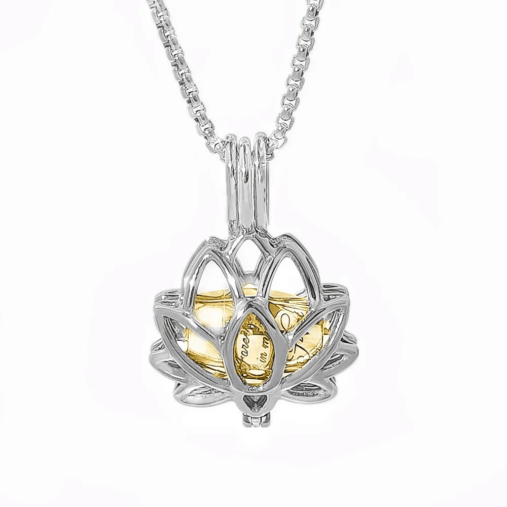 Stainless Steel Lotus Cremation Urn Pendant Jewelry Ash Memorial Keepsake Accessories Necklace Gold/Silver Color