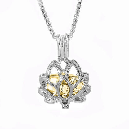 Stainless Steel Lotus Cremation Urn Pendant Jewelry Ash Memorial Keepsake Accessories Necklace Gold/Silver Color
