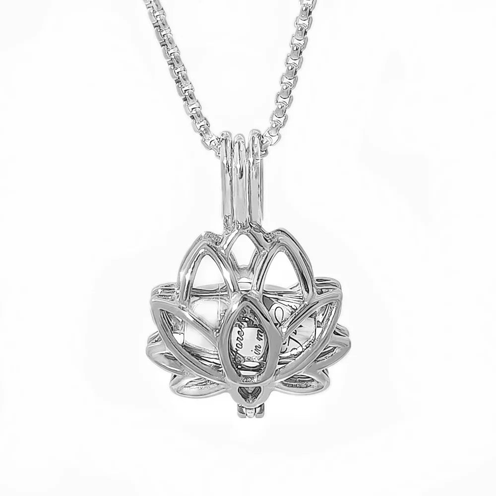 Stainless Steel Lotus Cremation Urn Pendant Jewelry Ash Memorial Keepsake Accessories Necklace Gold/Silver Color